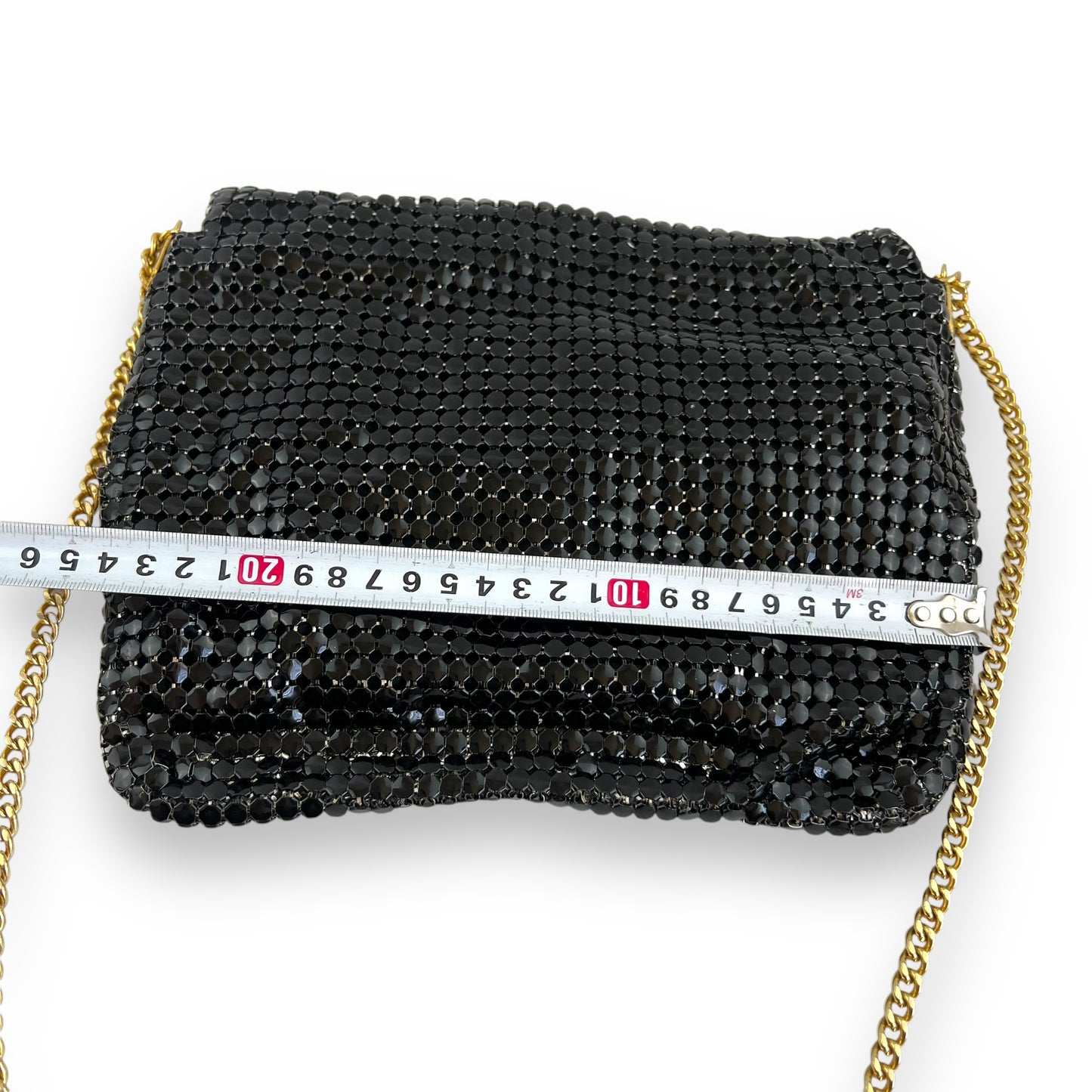 Vintage black mesh purse with gold chain strap