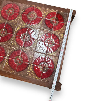 Red Circle Pattern Tile Side Table