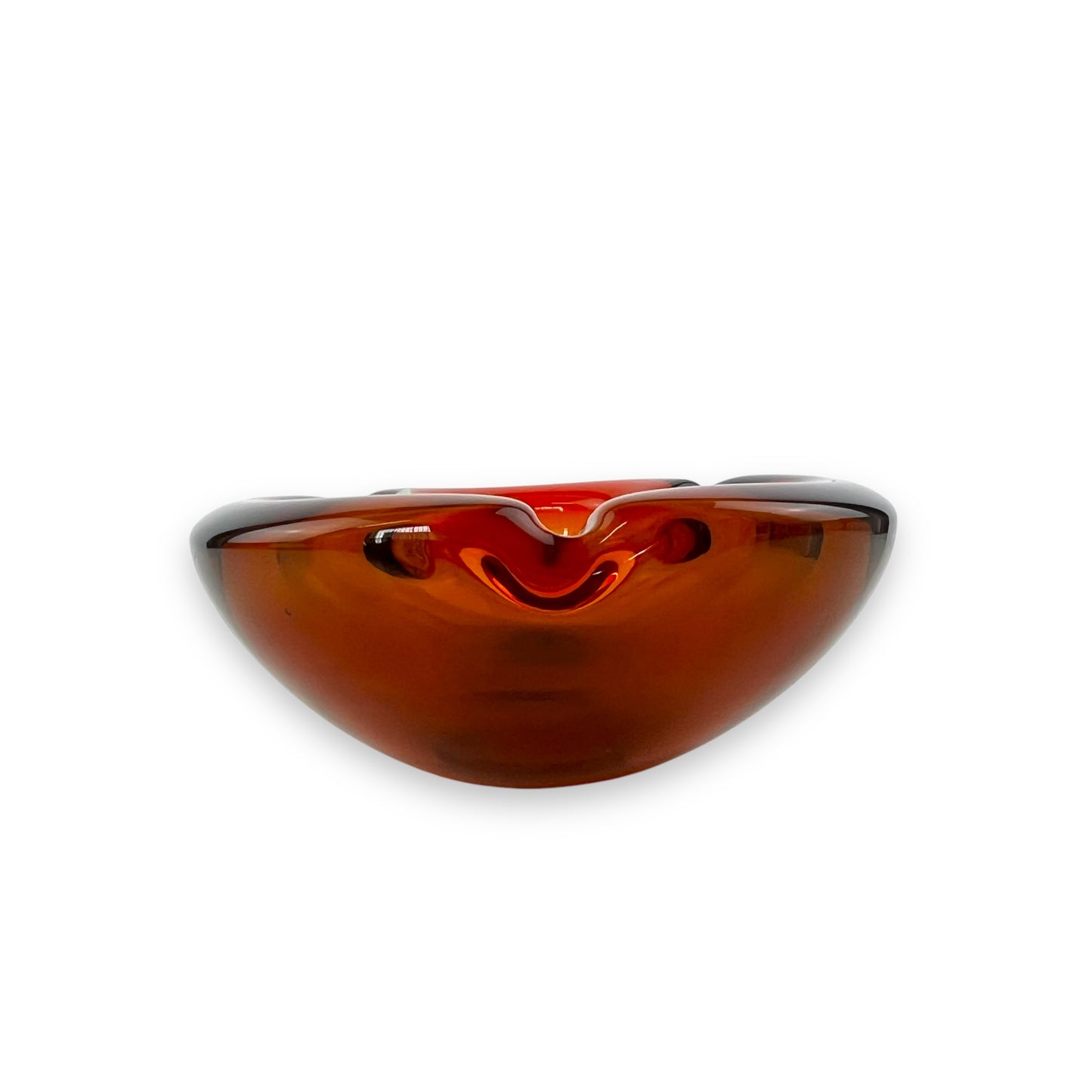 Orange, Red & Green Art Glass Ashtray