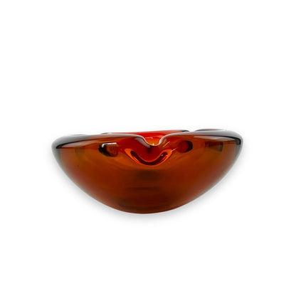 Orange, Red & Green Art Glass Ashtray