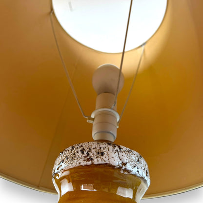 West German Ceramic Lamp with Original Mustard Shade