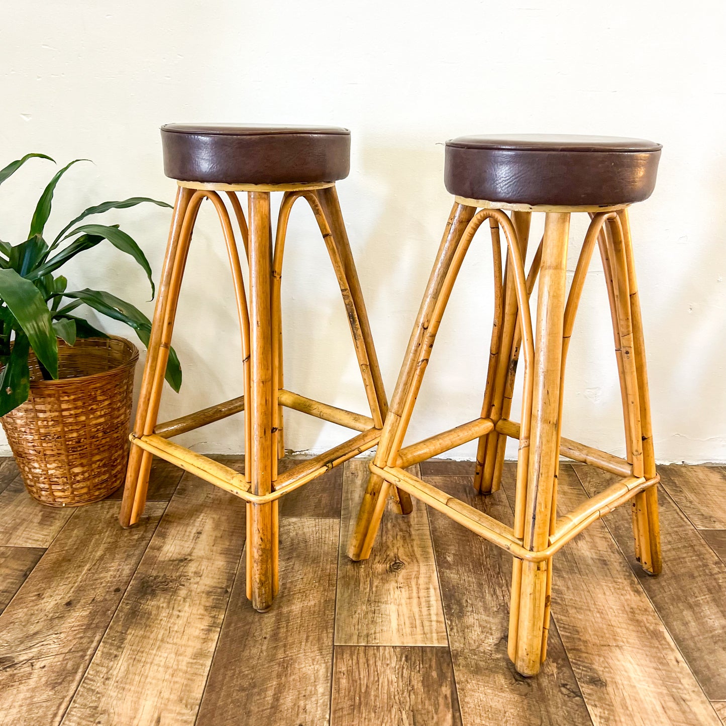 Cane Barstool Brown Tops set of 2