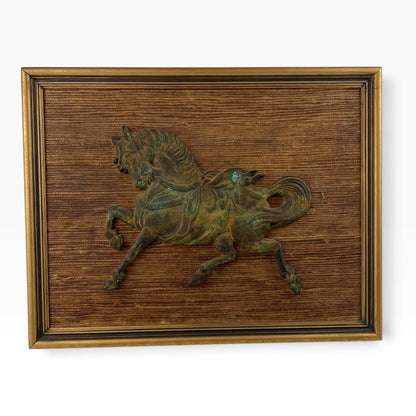 Brass Horse Wall Art on Woven Backing