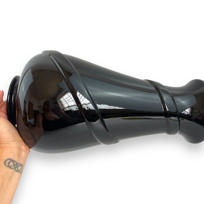 Large Glossy Black Ceramic Vase