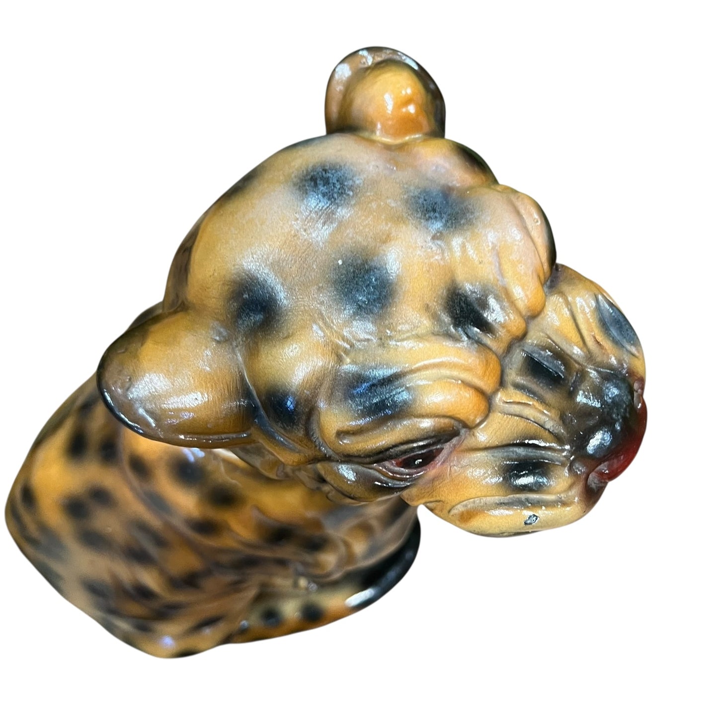 Large Vintage Cheetah Statue – Mid-Century Ceramic Jungle Cat