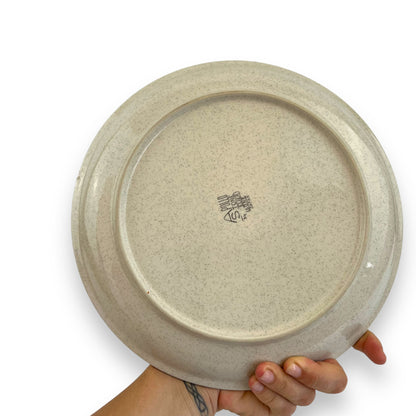 Vintage Apollo Stone by Elier Round Serving Plate - Yellow & Red Floral Pattern - Made in Japan