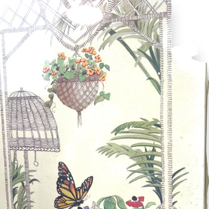 Butterfly Wicker Garden Prints x2 in brass frame