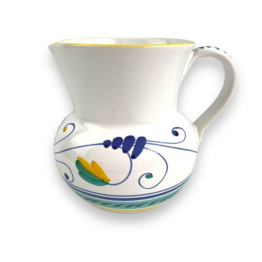 White, blue and yellow ceramic large jug - Made in Italy