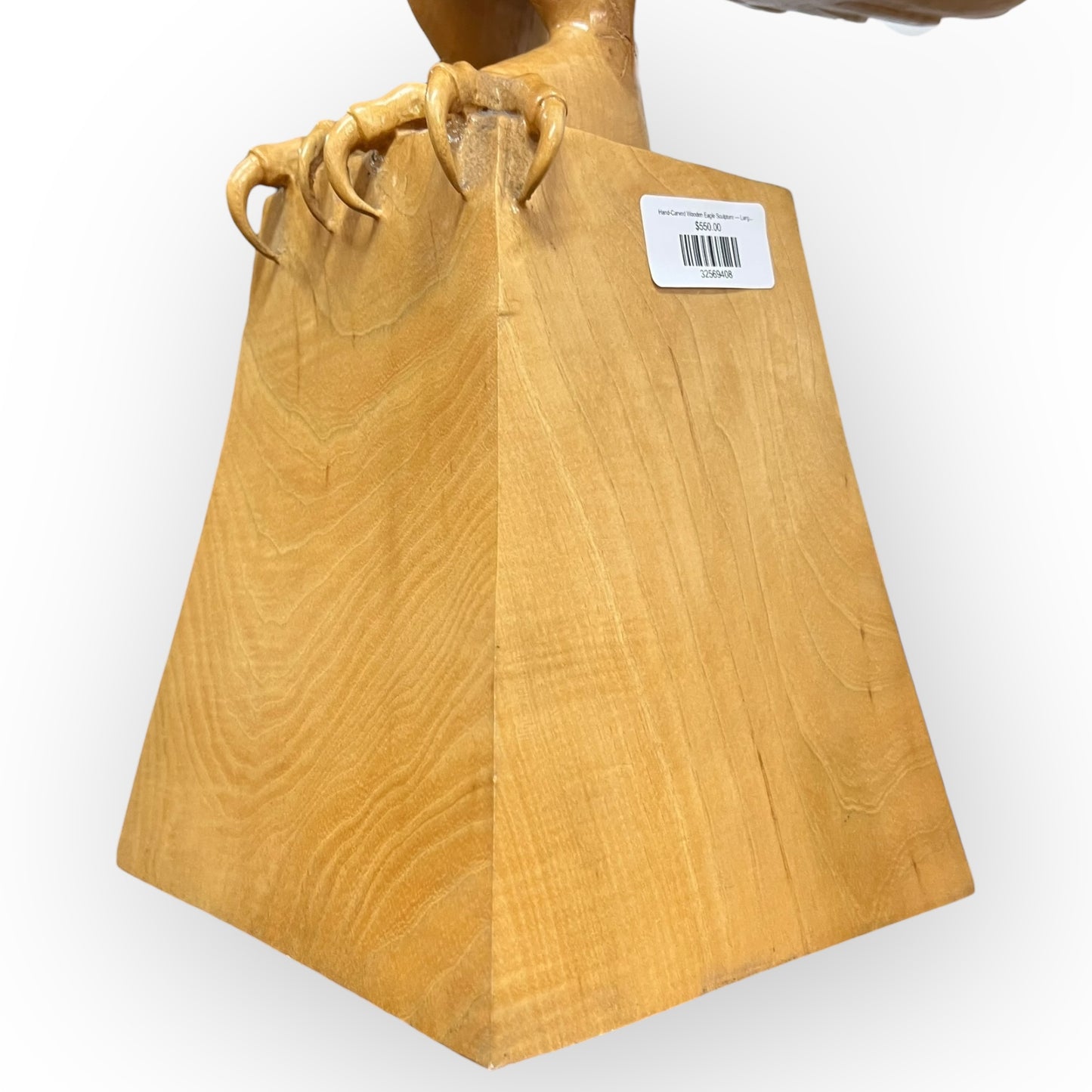 Hand-Carved Wooden Eagle Sculpture — Large Timber Carving