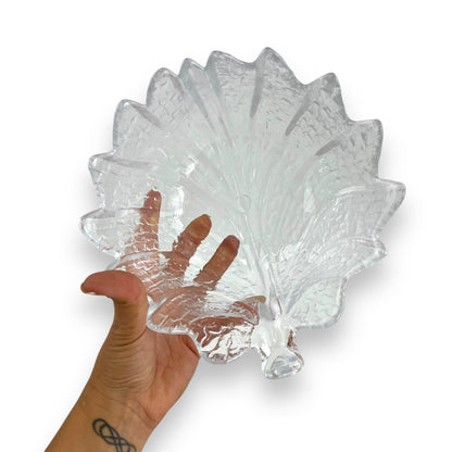 Orrefors (Sweden) "Eden" glass med sized leaf bowl designed by Lars Hellsten
