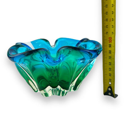 Blue and Green Art Glass Dish