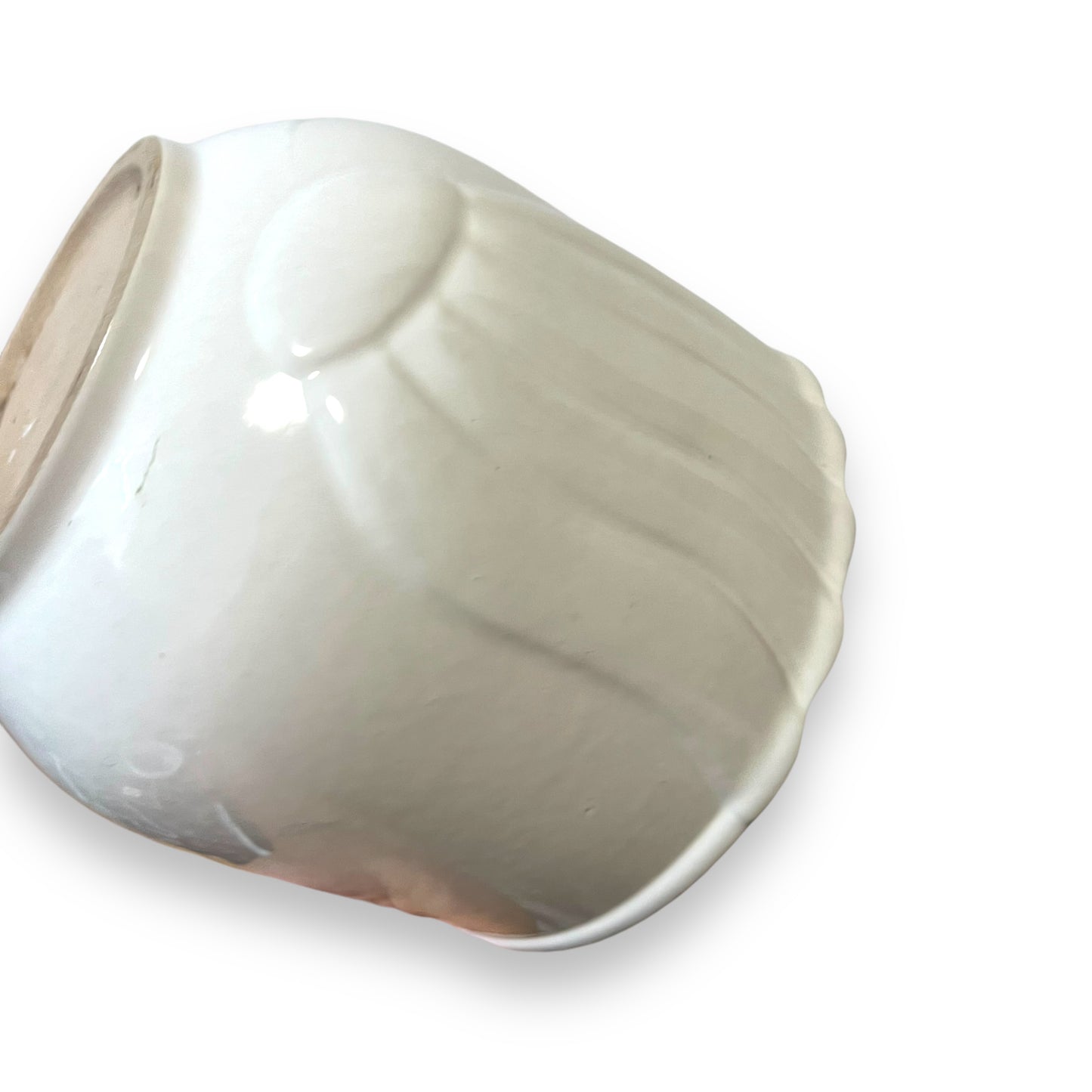 White Ceramic Plant Pot with Fluted Design