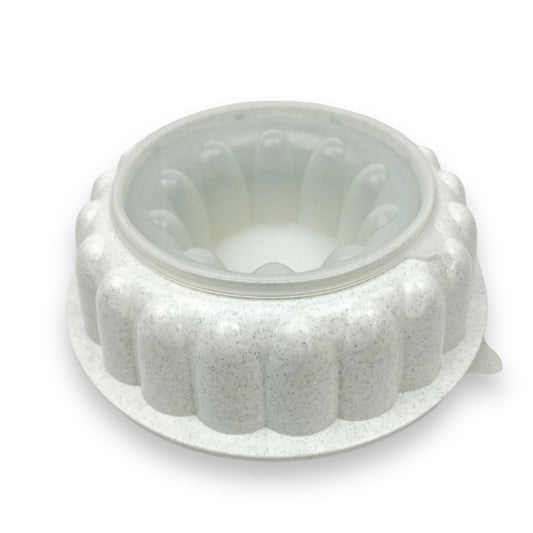 Tupperware white with black speckles plastic jelly mould