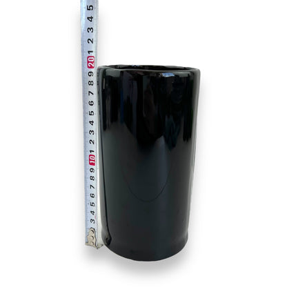 Black cylinder ceramic vase with twist detail
