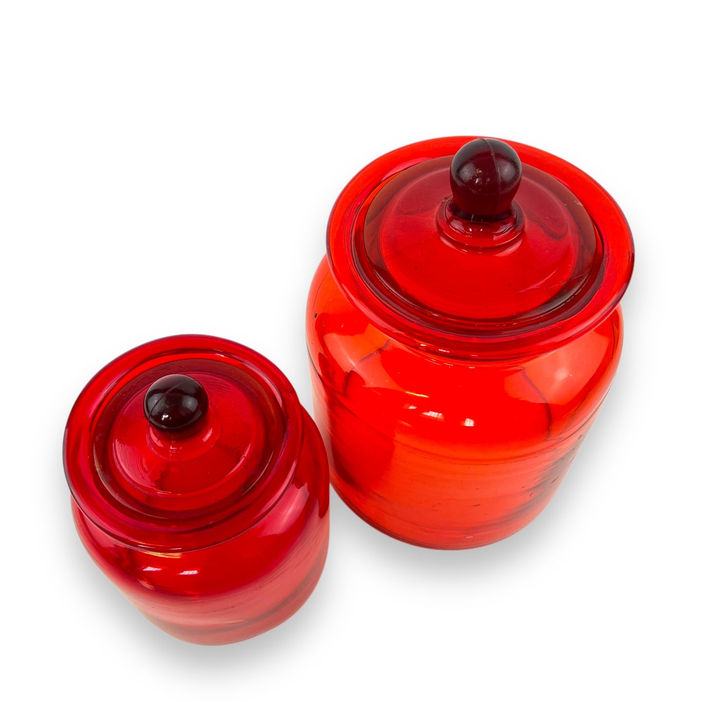 Takahashi Apothecary Jar Set of 2 – Red Glass – Made in Japan
