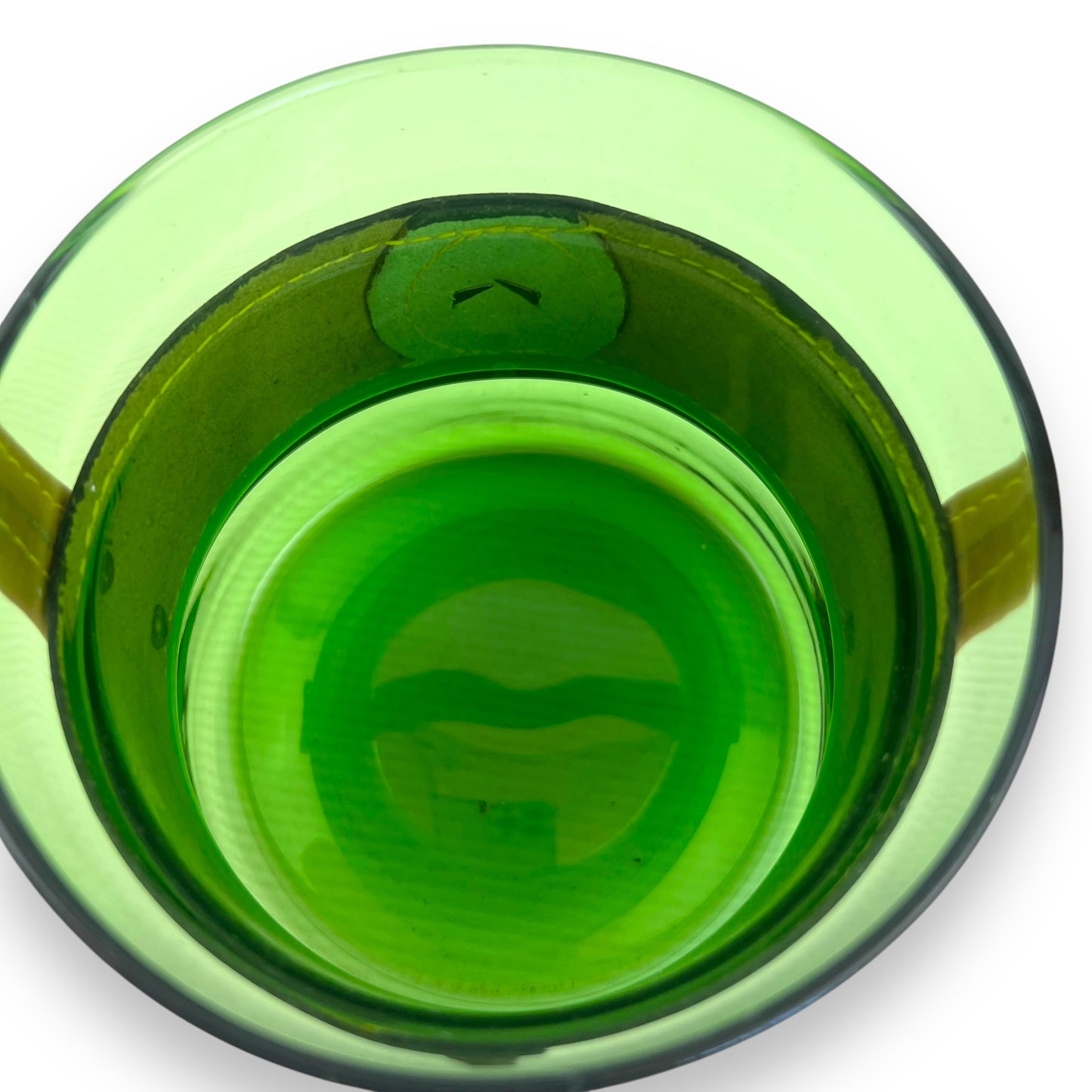 Green Glass Ice Bucket with Leather Lionhead Strap