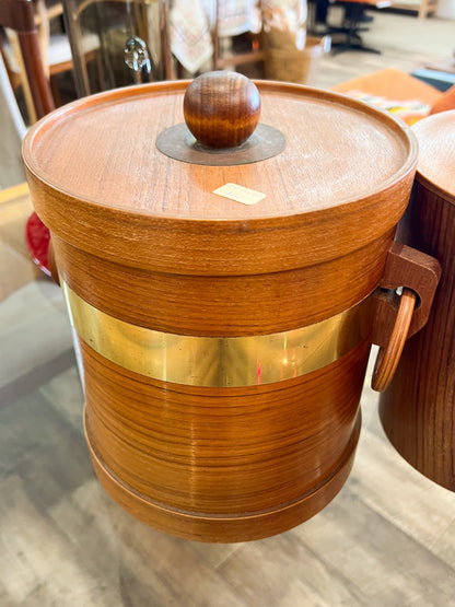 Timber & Brass Mid Century Ice Bucket with Ring Handles