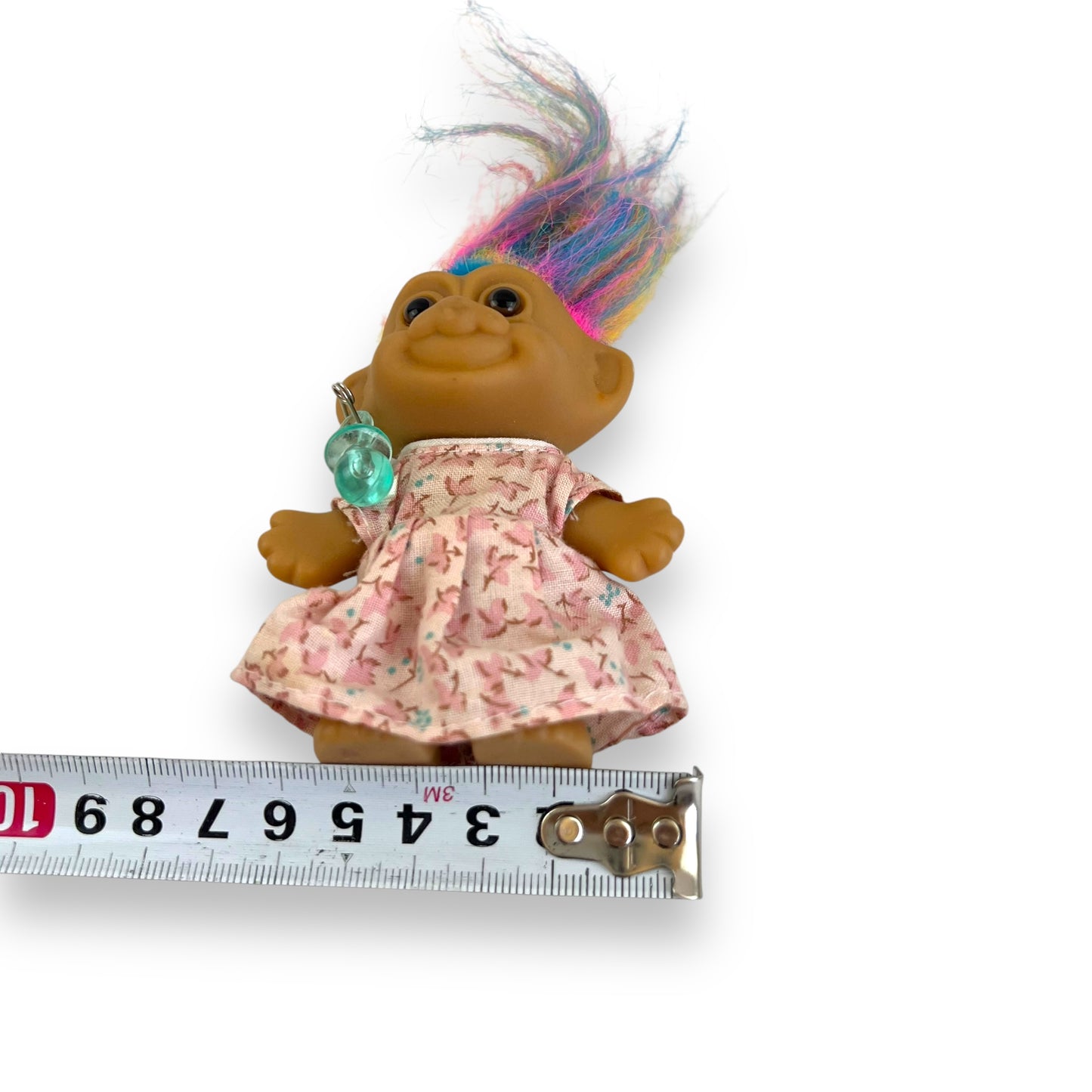 Troll Doll pink flower dress rainbow hair