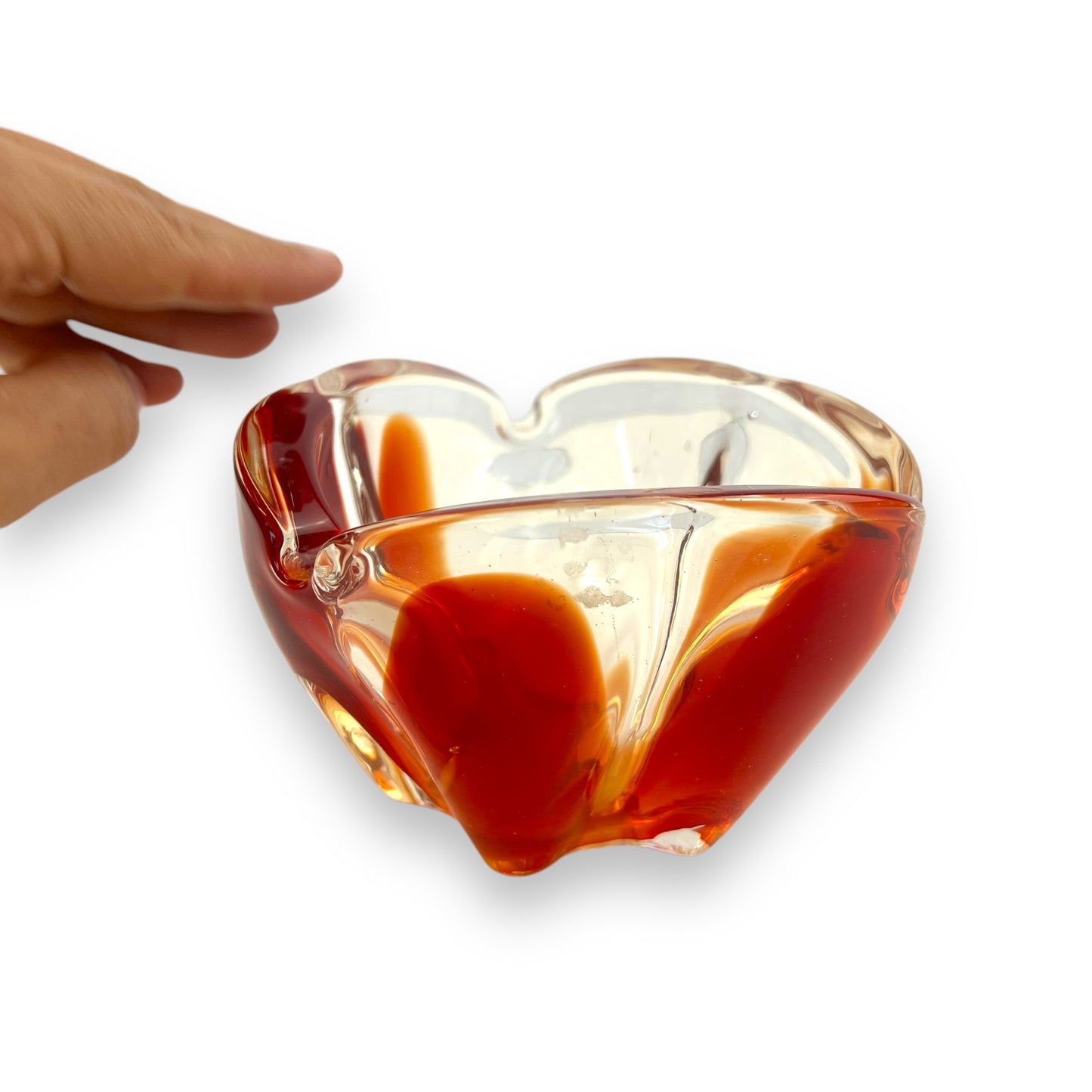 Red and clear Art Glass dish