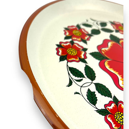 Plastic Red Flower Round Tray