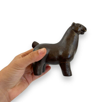 Lujo Vodopivec Handmade Ceramic Dark Brown Horse Sculpture