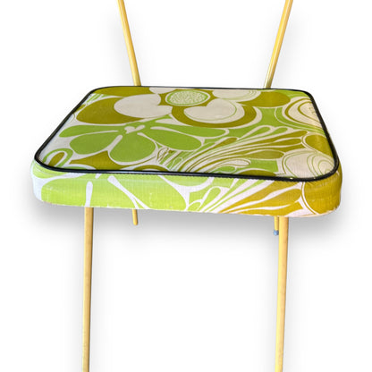 Yellow and green flower metal swirl chair
