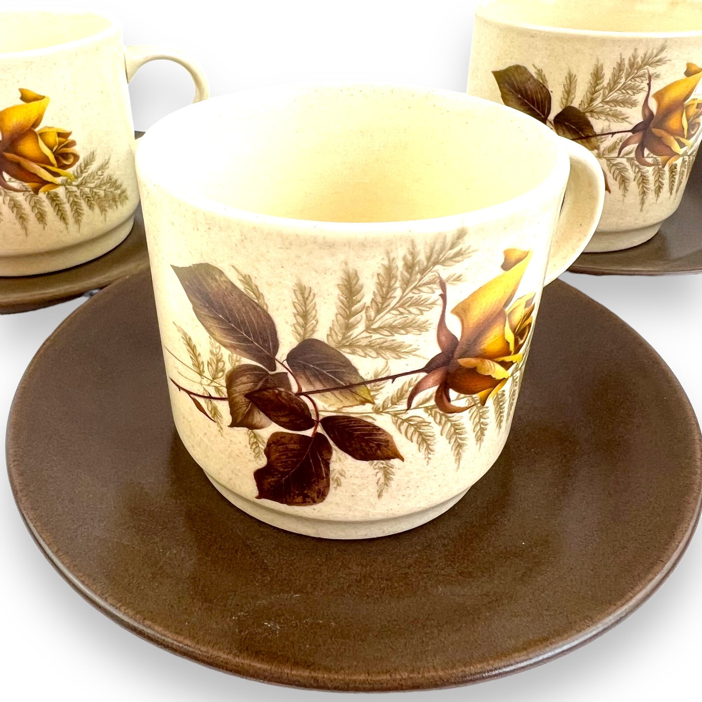 Yellow Rose Teacup & Brown Saucer - Johnson Australia