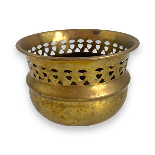 Small Brass Plant Pot Heart shape holes