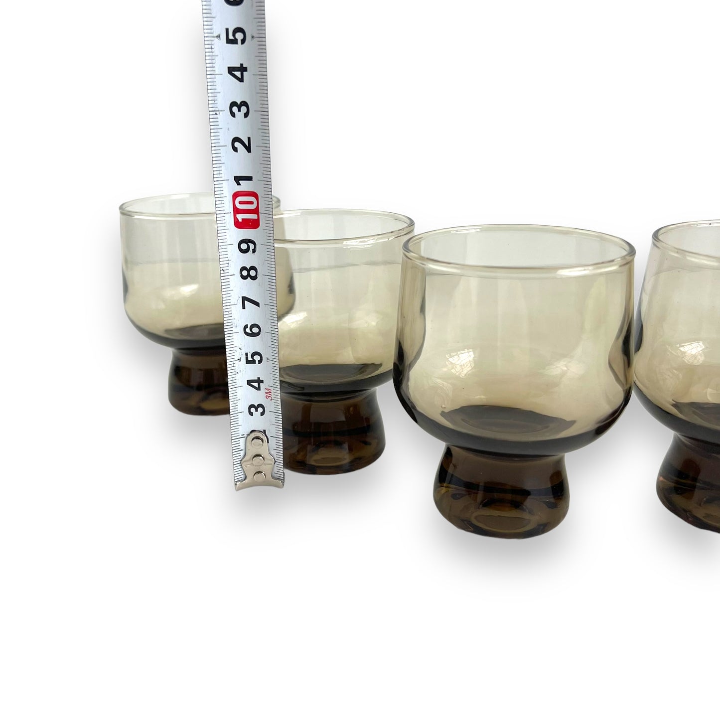 Crowning Corning Black Smokey Bubble Stem Glass Set of 6: 9cm tall