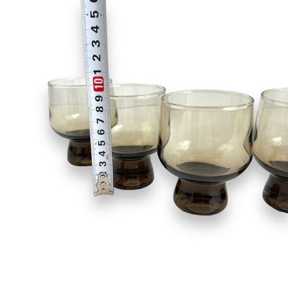 Crowning Corning Black Smokey Bubble Stem Glass Set of 6: 9cm tall