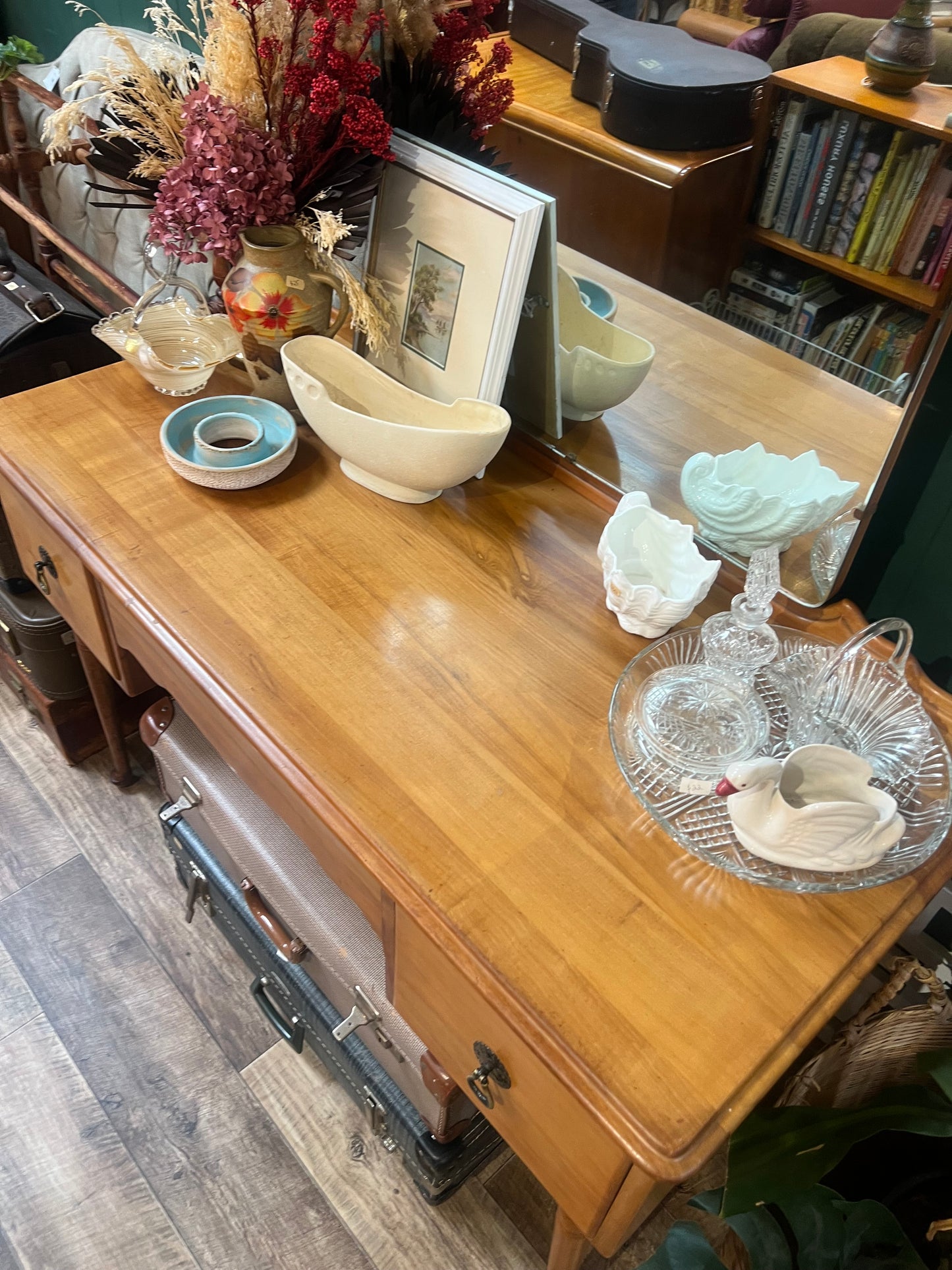 Timber Dressing Table / Hall Console with Mirror