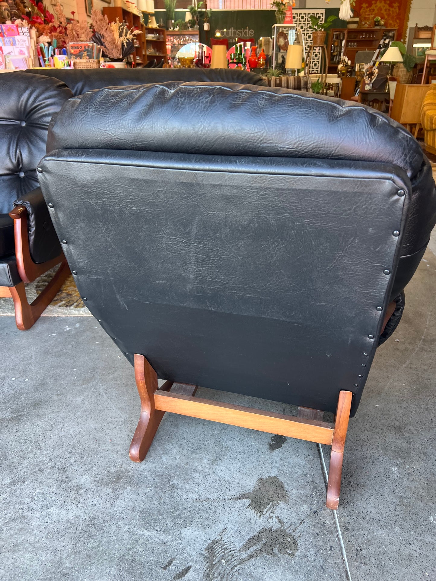 Black Vinyl Armchair by Mayline Furniture (Collingwood VIC) – Solid Timber Frame