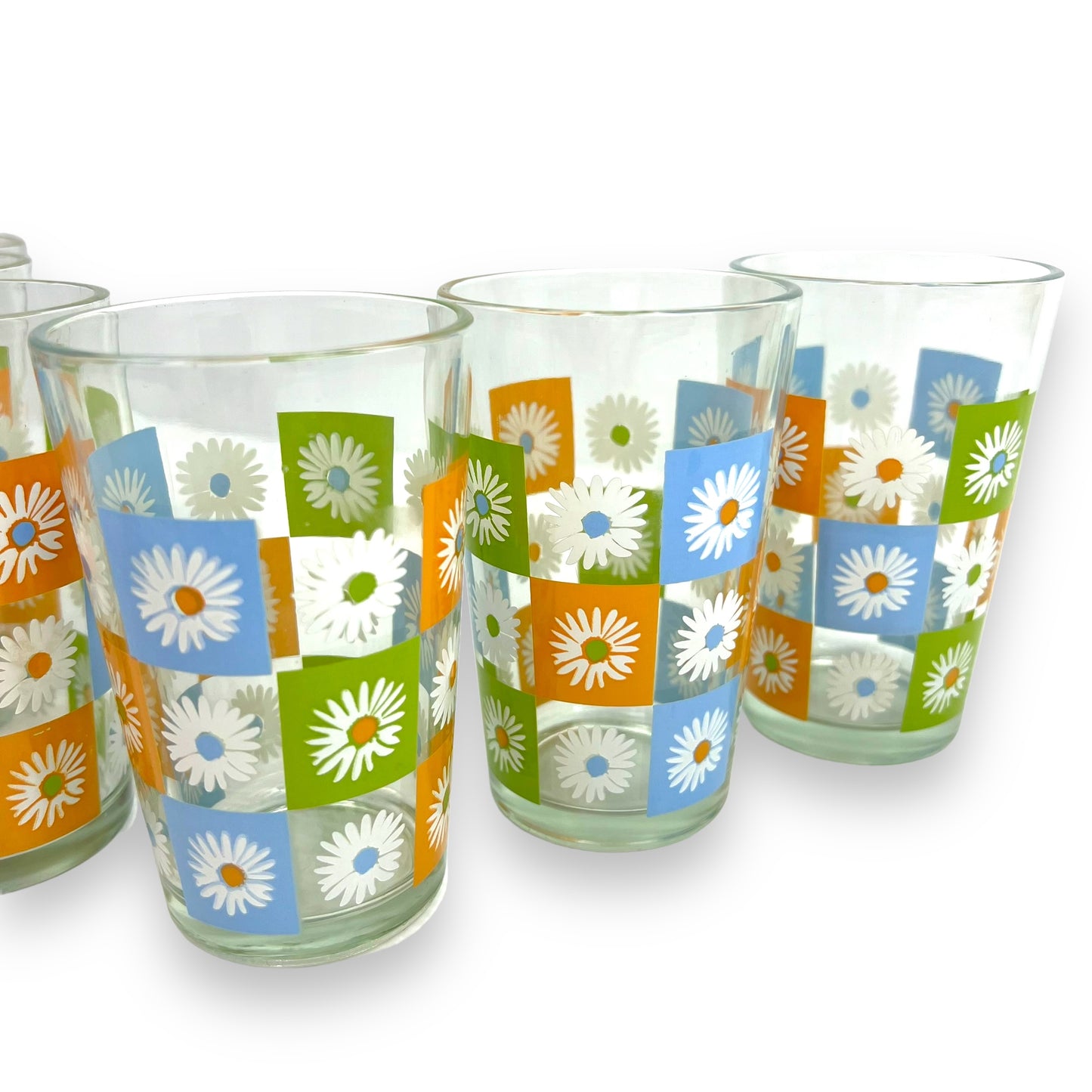 Daisy Check Print Glass Set of 6