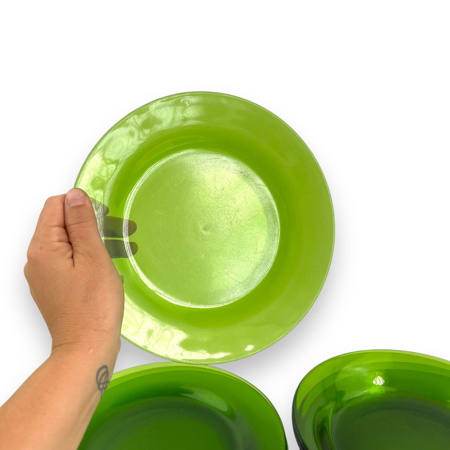Durax France Green Glass 4 Person Dinner Set