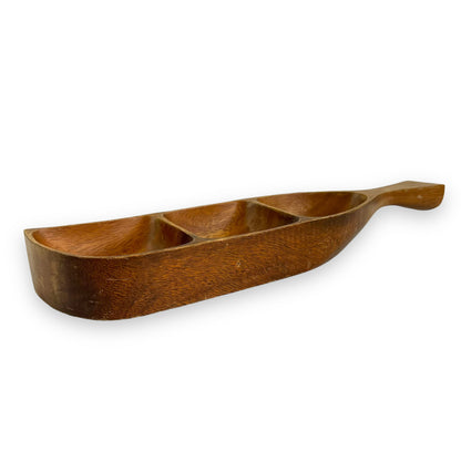 Wood Leaf 3 Part Dish