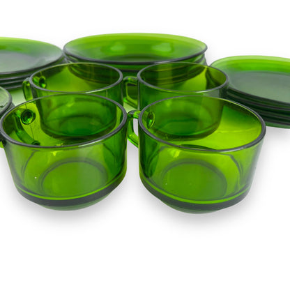 Durax France Green Glass 4 Person Dinner Set