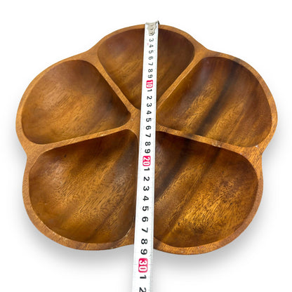 Wooden Flower Shape Sectioned Serving Platter