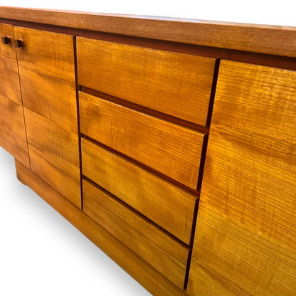 Mid-Century large Sideboard Buffet with four drawers and dual double door storage