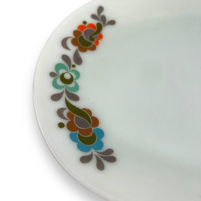 JAJ Pyrex Oval plate colourful flower pattern edges