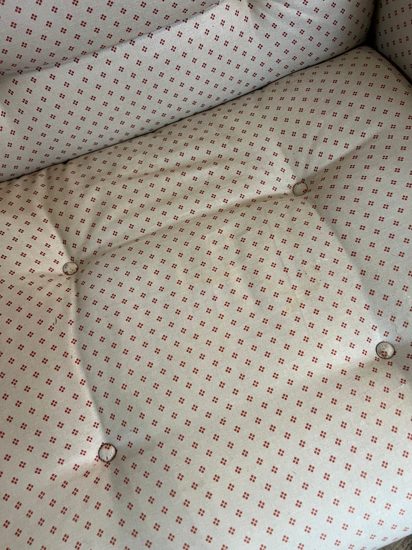 Swivel Lounge Chair – Cream Spotted Upholstery