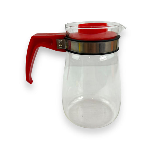 Glass jug red plastic lid & handle