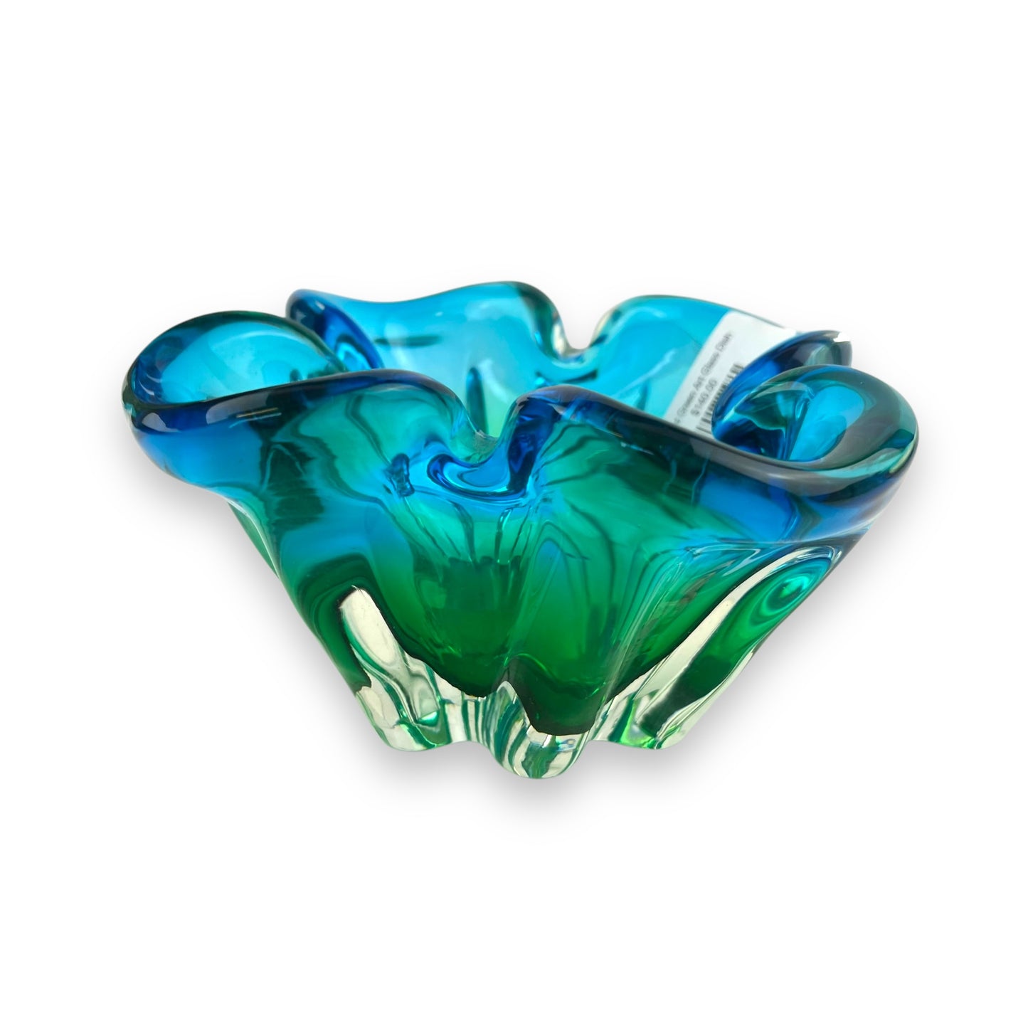 Blue and Green Art Glass Dish