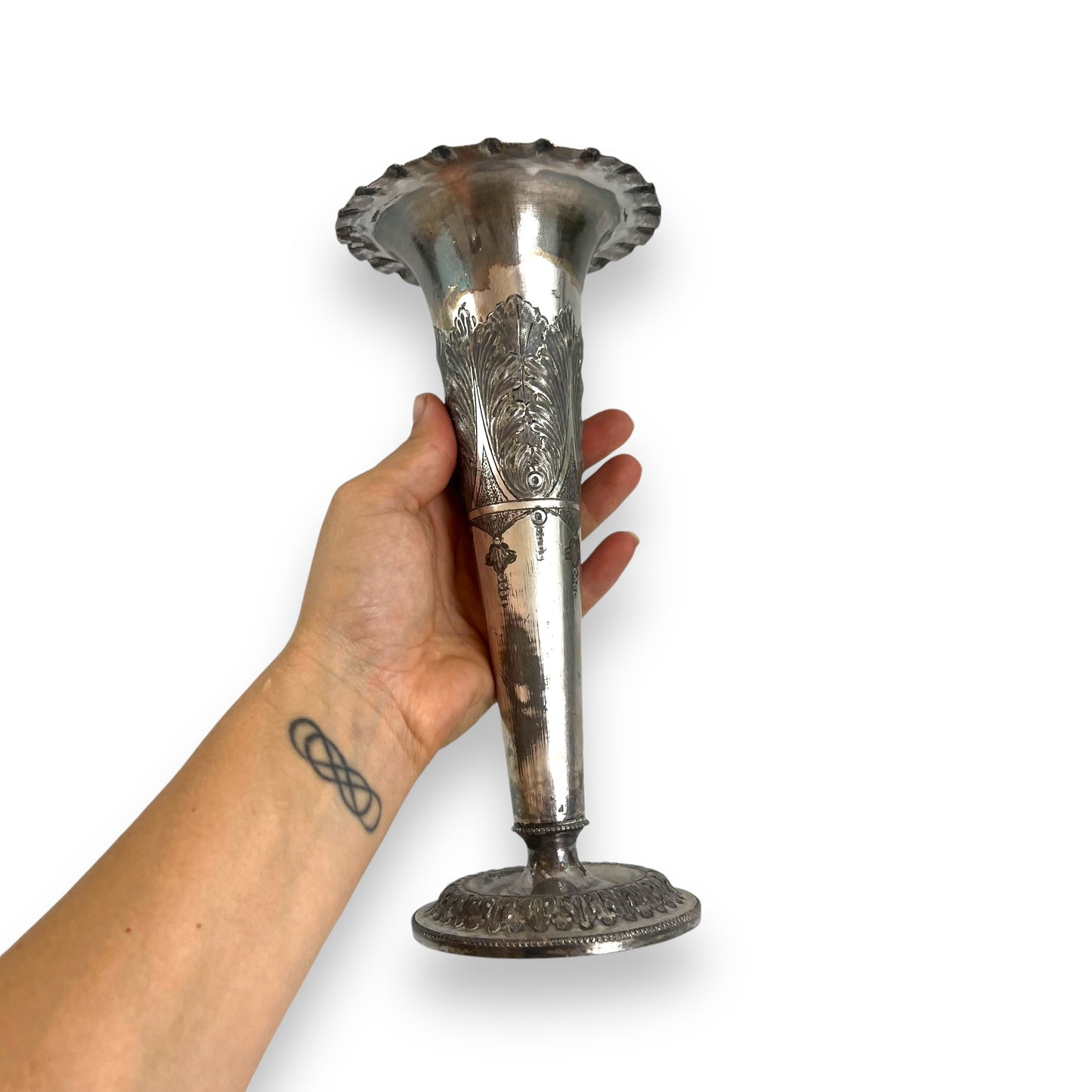 Vintage Thos Webb & Sons Silver-Plated Trumpet Vase