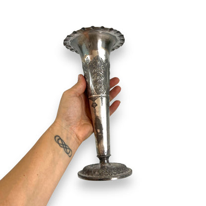 Vintage Thos Webb & Sons Silver-Plated Trumpet Vase