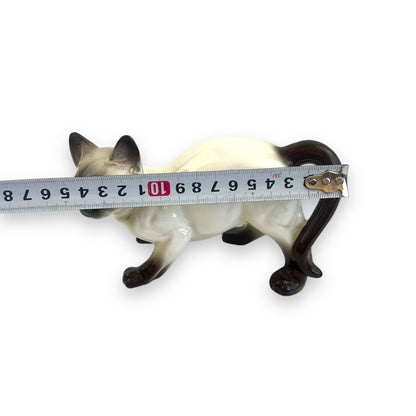 Siamese Cat Figurine, Hand-Painted Ceramic Cat