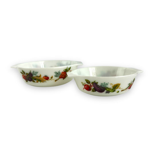 JAJ Pyrex Vegetable Patterned Dish Set - Large and Small Bowl - Made in England
