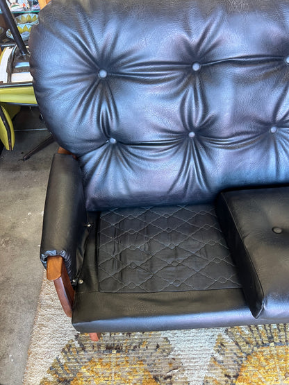 Black Vinyl 3-Seater Sofa by Mayline Furniture (Collingwood VIC) – Solid Timber Frame