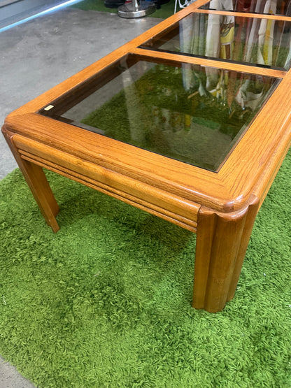 Smoked Glass & Timber Coffee Table