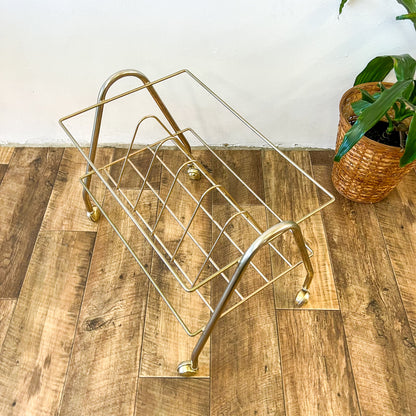 Retro chrome vinyl record storage rack