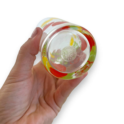 Colourful Apples & Lemons patterned glass set of 5